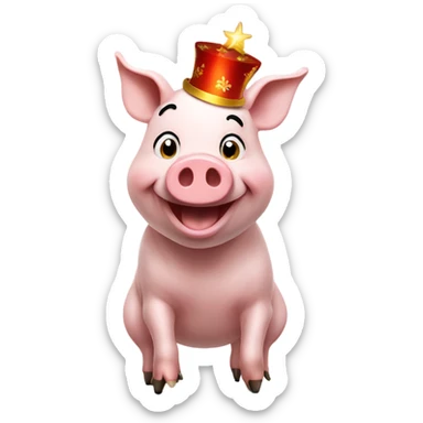 Happy new year a pig celebrating ￼ sticker
