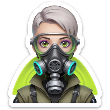 cyberpunk gasmask girl programmer buzzcut sticker