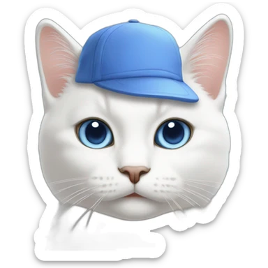 White cat in blue cap On which it is written that I am an Aztist sticker