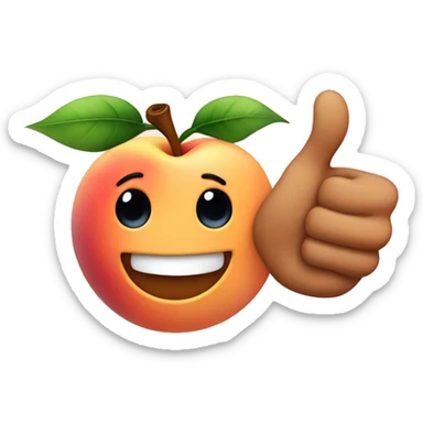 A smirking emoji left hand saying hey and the other hand is a peach sticker