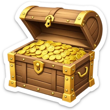 a treasure chest overflowing with Arab currency sticker