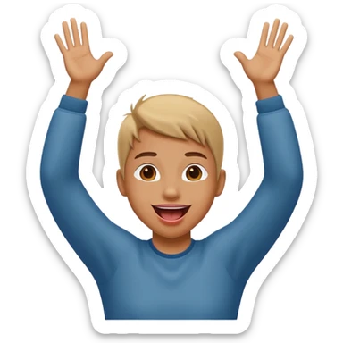 face with tongue out and both arms up sticker