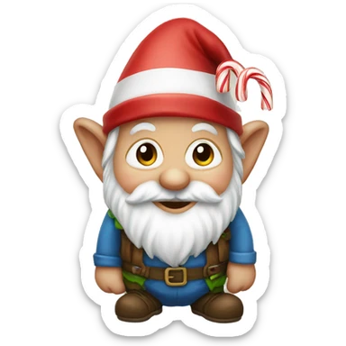 Gnome with candycanes sticker