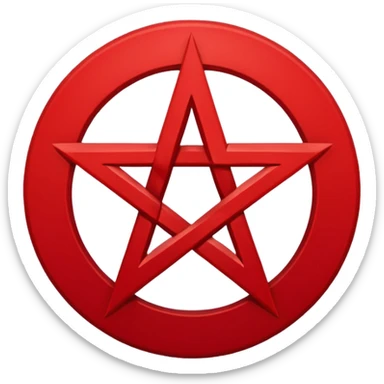Inverted (point facing down), encircled pentagram, red. One circle, no additional colors. sticker