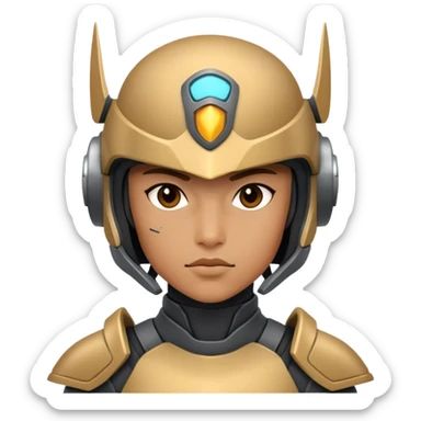 sci-fi futuristic warrior in a helmet sticker