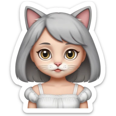 Kedi kız elbise beyaz 

 sticker