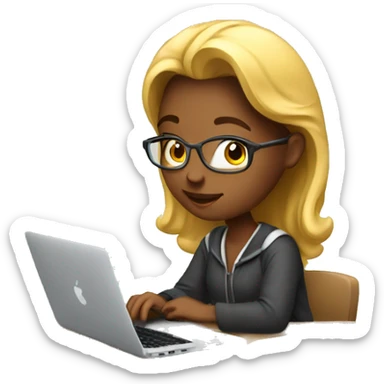 MacBook female student studying  sticker