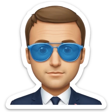 Emmanuel macron with blue sunglasses sticker