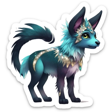 Cool cute Kawaii edgy fantasy animal sparkle fursona Fionbri creature by griffsnuff & LiLaiRa & Falvie full body sticker