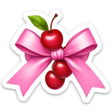 Pink cherries with bow sticker