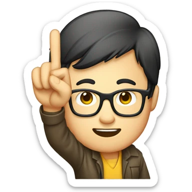 nerd holding up s pointer finger Asian  sticker