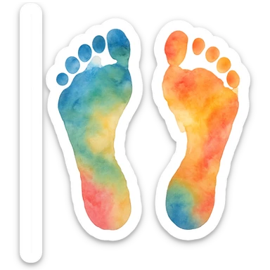 watercolor style footprints sticker