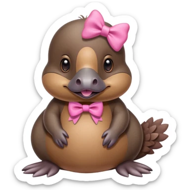 Platypus with a pink bow sticker