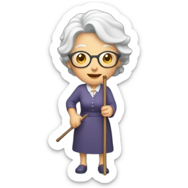 senior woman using cane sticker