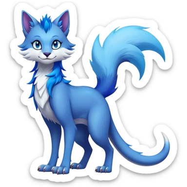 Kawaii dark colorful edgy fantasy ethereal feline-vernid-sergal-fursona animal creature with a tufted tail full body sticker