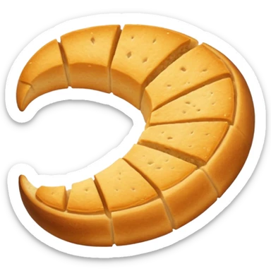 elongated  crescent-shaped crescent moon crouton without a face sticker