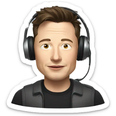 elon musk wearing headset sticker