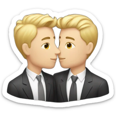 White Gay couple kissing medium hair sticker