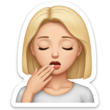 Women holding throat eyes closed  sticker