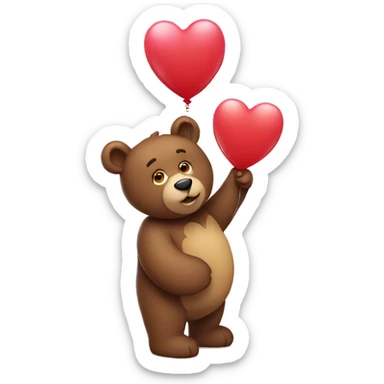 A bear holding a balloon that is in the shape of a heart.  sticker