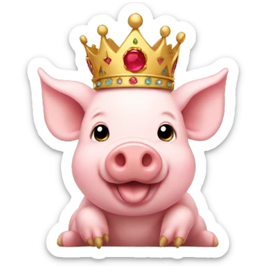 Piglet wearing a crown  sticker