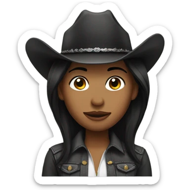 a cowgirl with black straight hair sticker