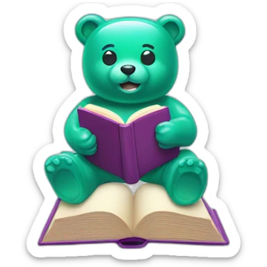 gummy bear reading a book sticker