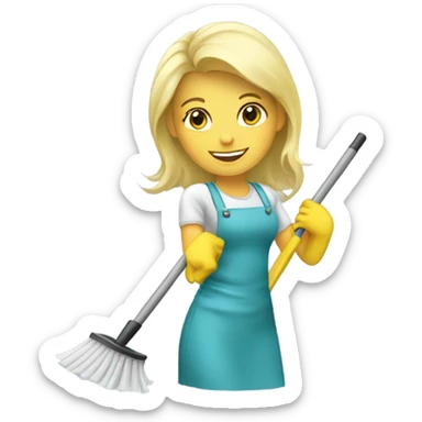 Blonde girl cleaning sticker