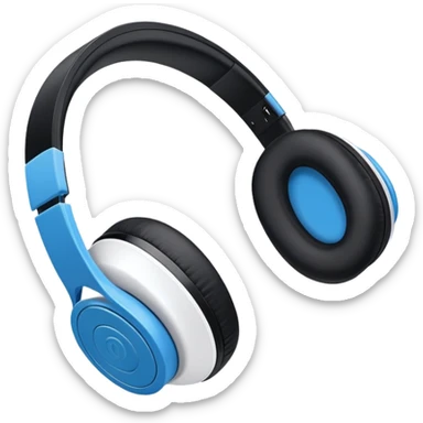 Black and blue and white wireless headphones as seen from a side view profile  sticker