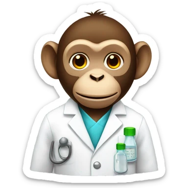 Monkey with a lab coat, chemist sticker