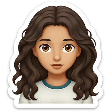 Girl with olive skin, brown eyes and dark wavy long hair sticker