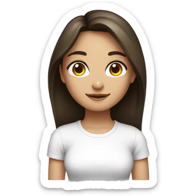 face, contrast, light, brunette woman, hazel eyes, dark gradient hair, white t-shirt sticker