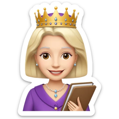 The Queen holding a notepad sticker