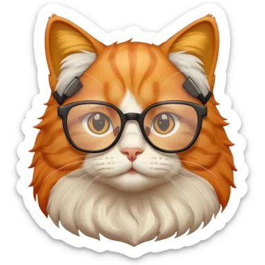 Orange cat wearing nerdy square glasses. sticker