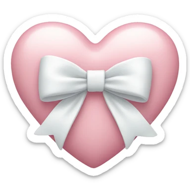 Pastel pink heart with white bow sticker