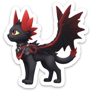 Kawaii cool edgy beautiful black red ethereal fantasy nargacuga-noivern-cat-Fakemon collar harness full body sticker