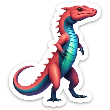 Colorful Iridescent Exotic Salandit-Aurorus-Salazzle-Salamence-Fakémon-hybrid-creature (full body)  sticker