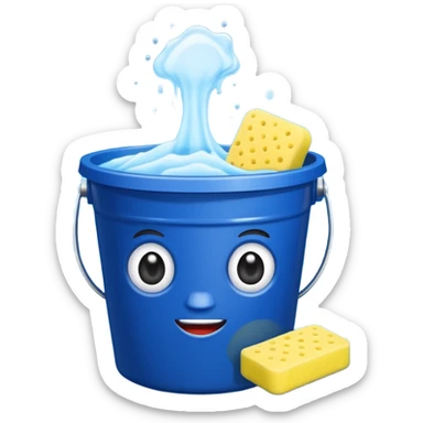 I want emoji with dark blue bucket that is filled with dtergent nd hace car wash sponge in yellow color sticker