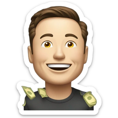 elon musk happy with money all body celebrate sticker