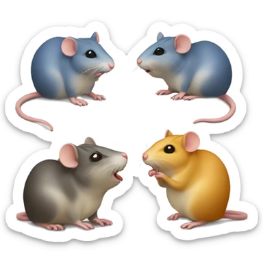 three differently colored rats gossiping sticker