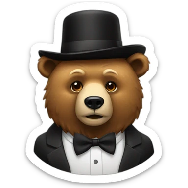 Bear with bow tie and black hat sticker