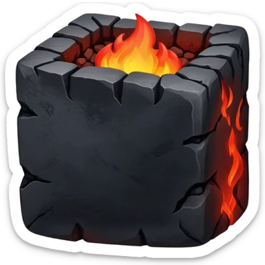 square of burning coal sticker