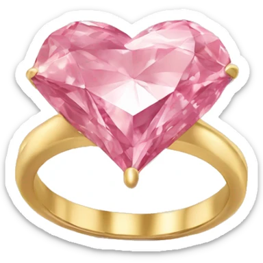 Pink heart shaped diamond on gold ring sticker