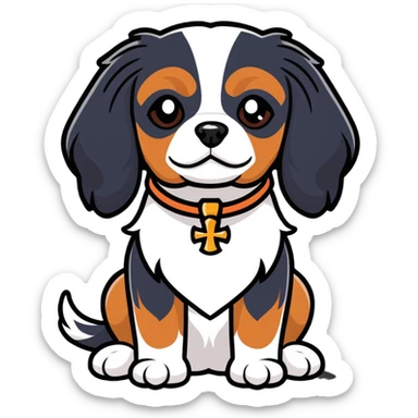 A cross eyed King Charles caviler spaniel  sticker