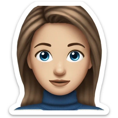 beautiful woman, straight brown hair, blue eyes, striped knit sweater sticker