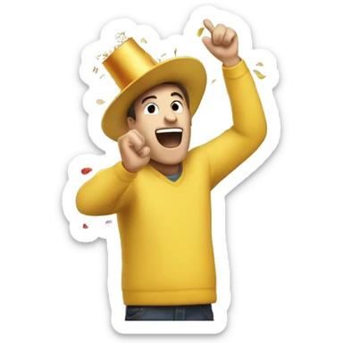 Person unenthusiastically celebrating with a part hat and confetti sticker