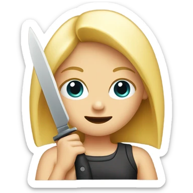 Blonde girl with knife sticker