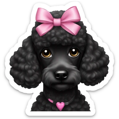 black poodle with pink bow sticker