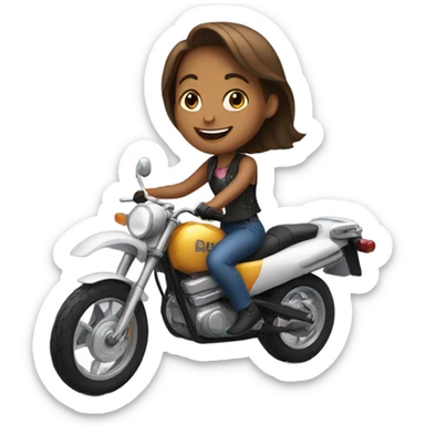 smiling girl on motorcycle outdoors sticker