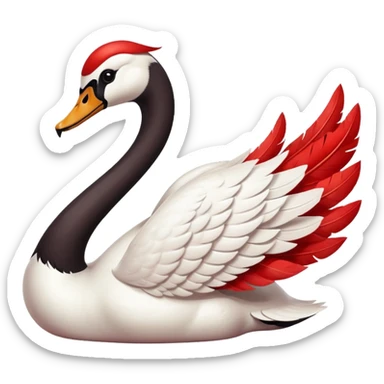 Swan in cherry red  sticker